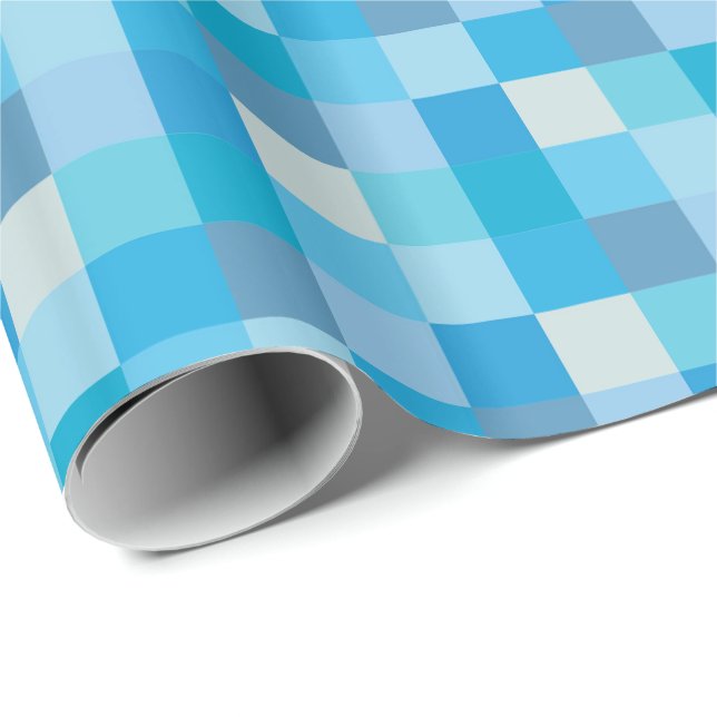 Blue Pixelated Pattern Wrapping Paper (Roll Corner)