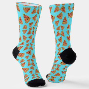 Blue Pizza Pattern Cute Novelty Socks