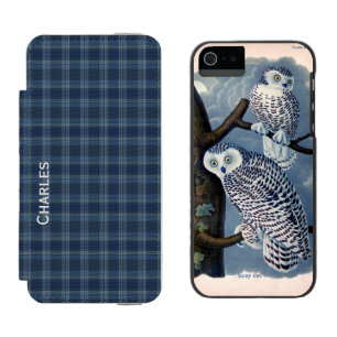 Blue Plaid and Vintage Owls iPhone 5S Wallet Case Incipio Watson™ iPhone 5 Wallet Case