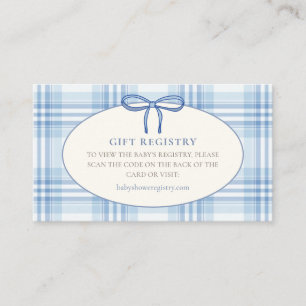 Blue Plaid Baby Boy Gift Registry   Chick Enclosure Card