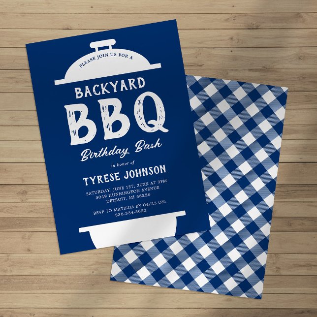 Blue Plaid BBQ Birthday Party Invitation (Creator Uploaded)