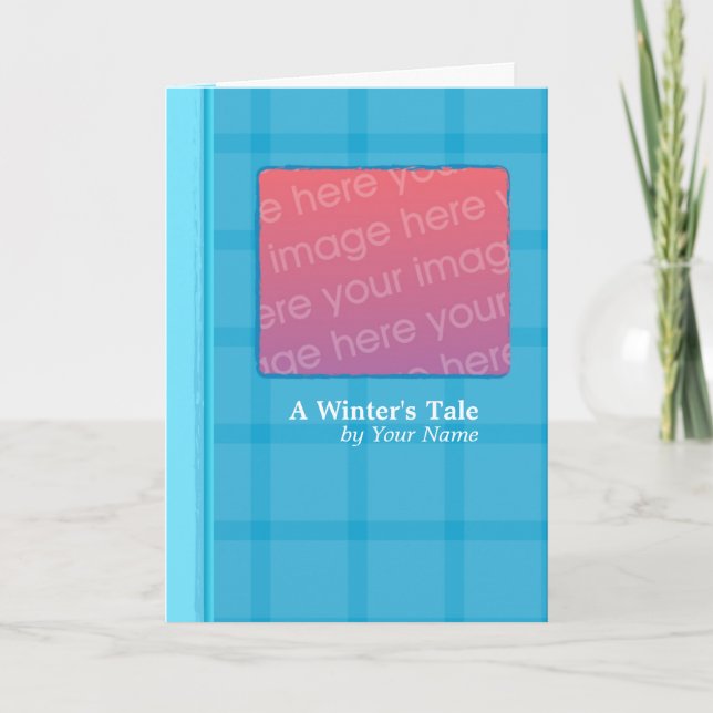 Blue Plaid Book Holiday Card (Front)