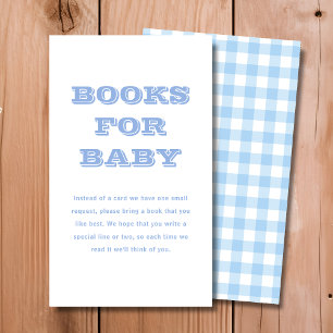 Blue Plaid Books for Baby   Baby Shower Enclosure Card