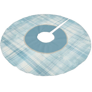Blue Plaid Brushed Polyester Tree Skirt