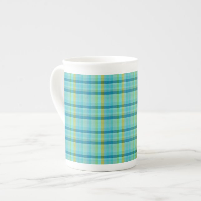 Blue Plaid by Shirley Taylor Bone China Mug (Front Left)