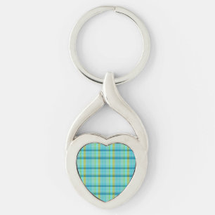 Blue Plaid by Shirley Taylor Key Ring