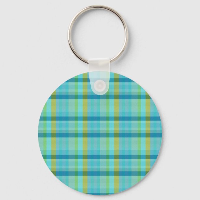 Blue Plaid by Shirley Taylor Key Ring (Front)