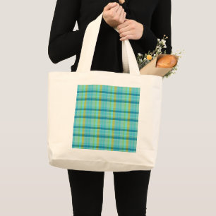Blue Plaid by Shirley Taylor Large Tote Bag