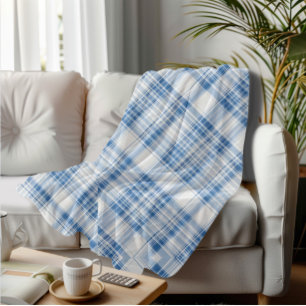 Blue Plaid Cosy Tartan Classic Chequered Pattern Fleece Blanket
