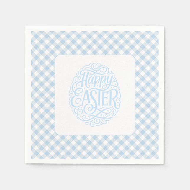 Blue Plaid Easter Napkin (Front)