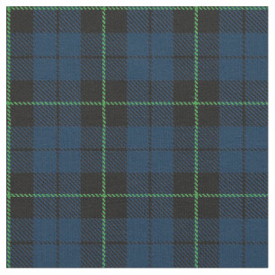 Blue Plaid fabric with green stripe print