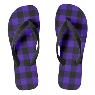 Blue Plaid Flip Flops