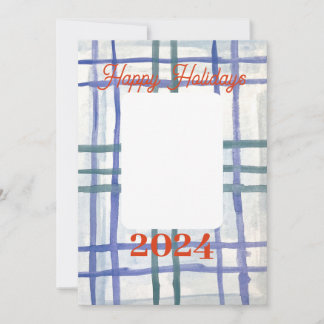 Blue Plaid Holiday Card