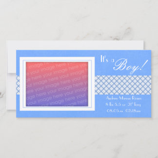 Blue Plaid "It's a Boy!" birth announcements