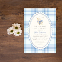 Blue Plaid Little Chick Boy Baby Shower 