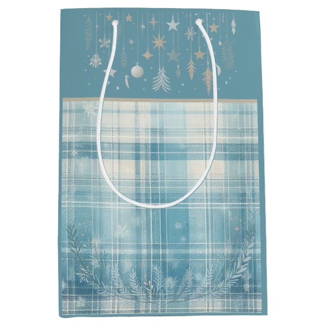 Blue Plaid Medium Gift Bag (Front)