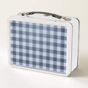 Blue Plaid Metal Lunch Box