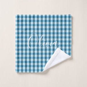 Blue Plaid Name Wash Cloth