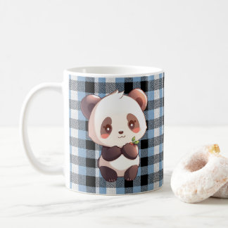 Blue Plaid Panda Coffee Mug