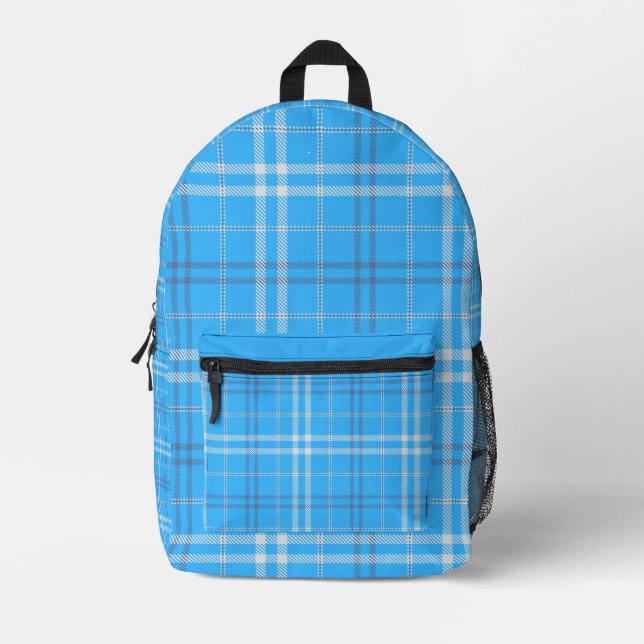 Blue Plaid Pattern Backpack – Stylish & Functional (Front)