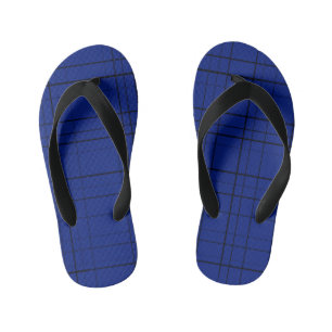 Blue plaid pattern kid's flip flops
