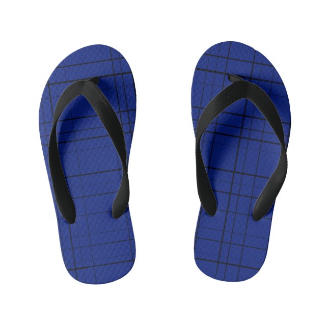 Blue plaid pattern kid's flip flops (Footbed)