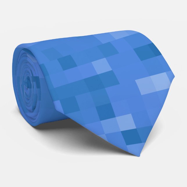 Blue Plaid Pattern  Tie (Rolled)