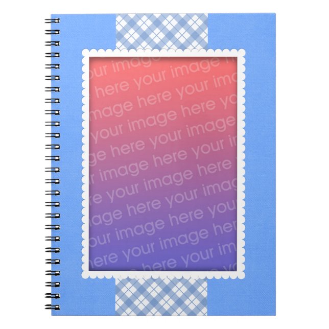Blue Plaid Photo Template Notebooks (Front)