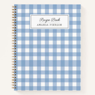 Blue Plaid Recipes Book Family Personalised