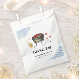 Blue Plaid Retro Country Baby Q Baby Shower Favour Bags