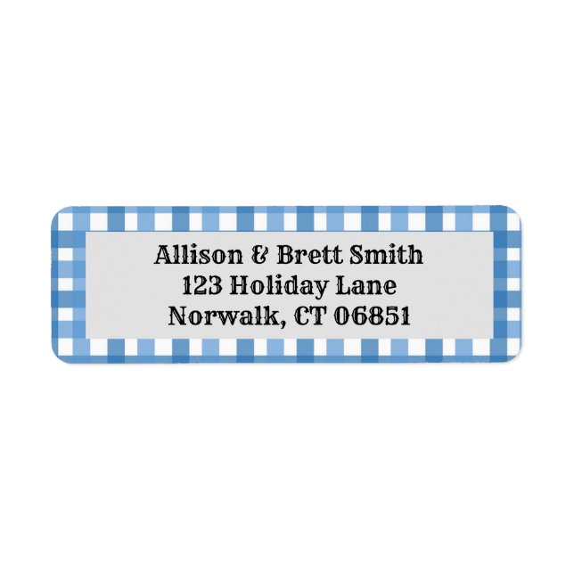 Blue Plaid Return Address Labels (Front)