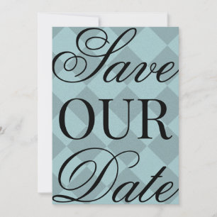 Blue Plaid Save The Date Invitation