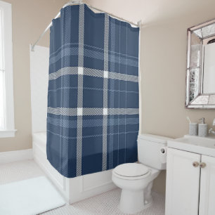 Blue Plaid Shower Curtain
