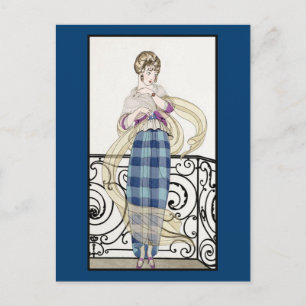 Blue Plaid Skirt Postcard