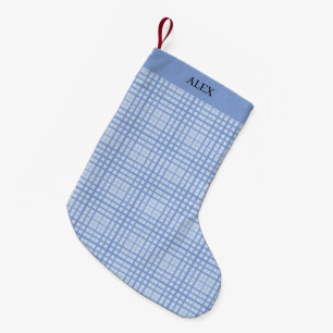 Blue Plaid Small Christmas Stocking