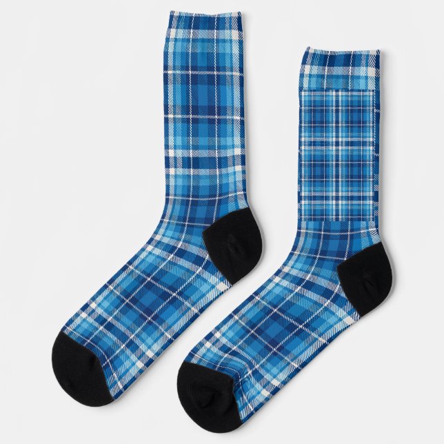 Blue Plaid Socks (Left)