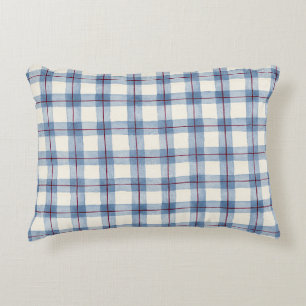 Blue Plaid Stripes Decorative Cushion