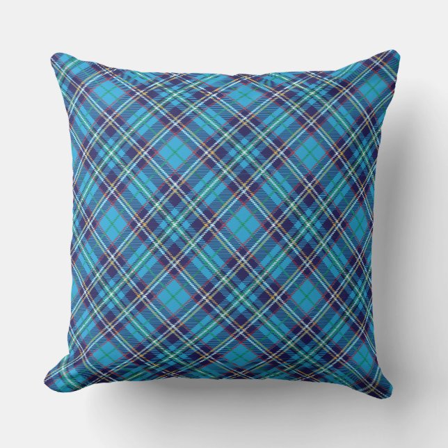 Blue Plaid Tartan  Cushion (Front)