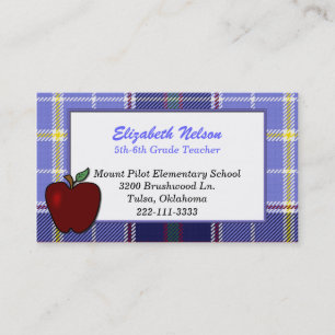 Blue Plaid Teacher's business card