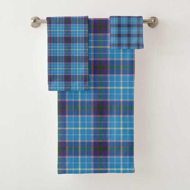 Blue plaid, Texas state tartan Bath Towel Set (Insitu)