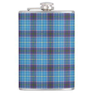Blue plaid, Texas state tartan Hip Flask
