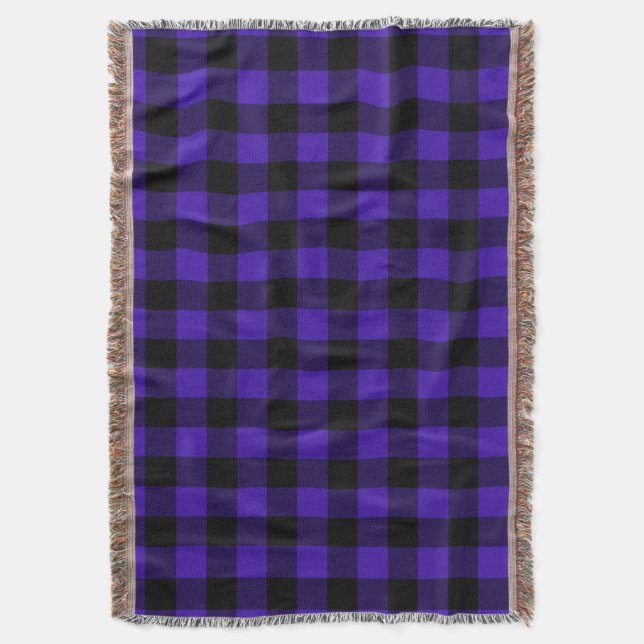 Blue Plaid Throw Blanket (Front Vertical)