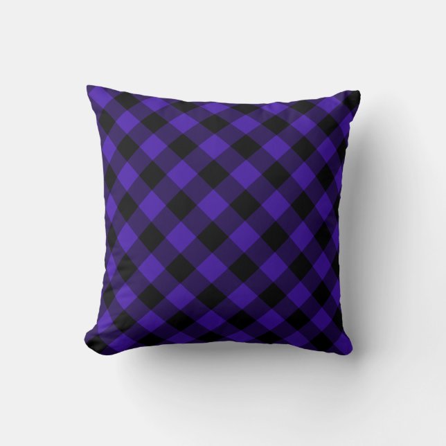 Blue Plaid Throw Pillow  (Front)