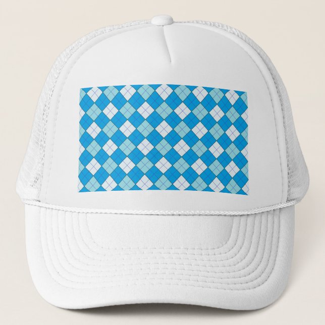 Blue Plaid Trucker Hat (Front)