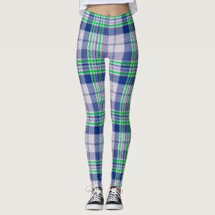 Blue Plaid With Green Leggings