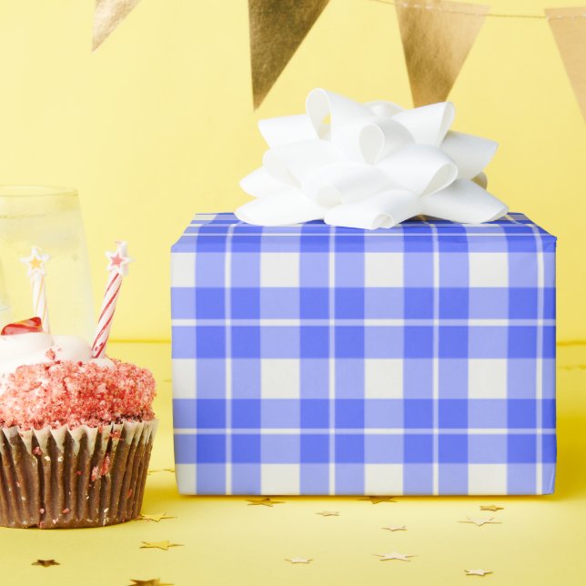Blue Plaid Wrapping Paper (Birthday Party)