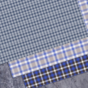 Blue Plaid Wrapping Paper Sheet