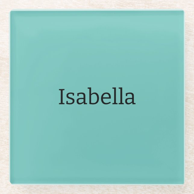 Blue Plain Creative Modern Name Minimalist Glass Coaster (Front)
