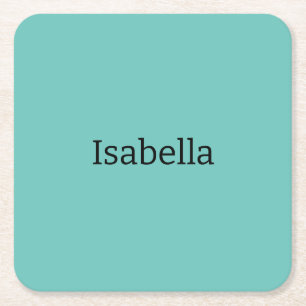 Blue Plain Creative Modern Name Minimalist Square Paper Coaster
