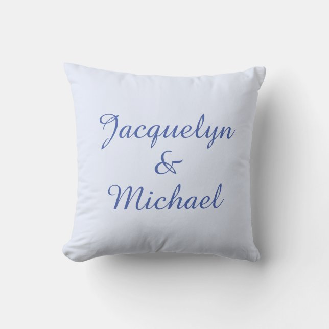 Blue Plain Elegant Modern Calligraphy Name Cushion (Front)
